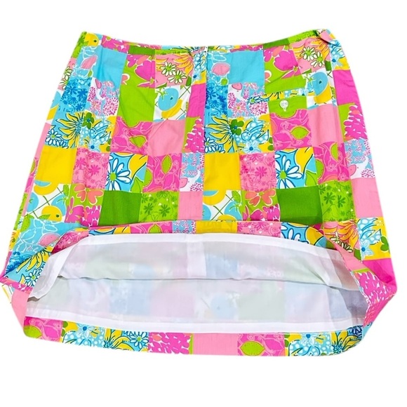 Lilly Pulitzer Vtg 90’s pink blue green Multicolor Patchwork A-Line Skirt 14 - Picture 5 of 6